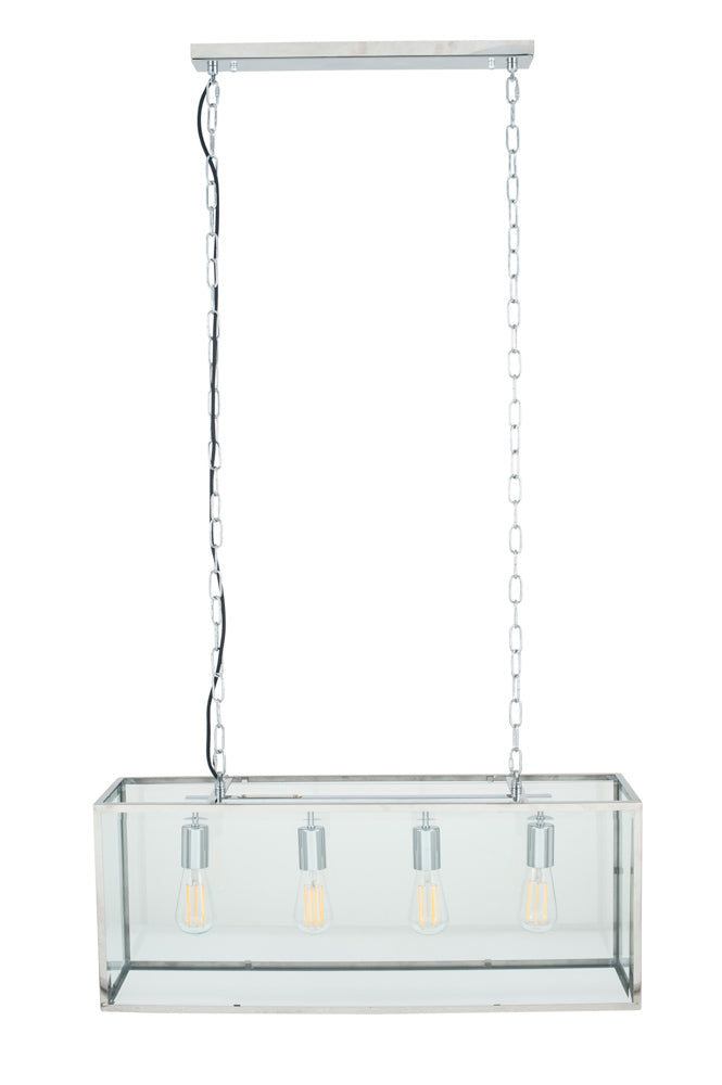Pacific Llewellyn Silver Metal and Glass Four Bulb Pendant 35-309