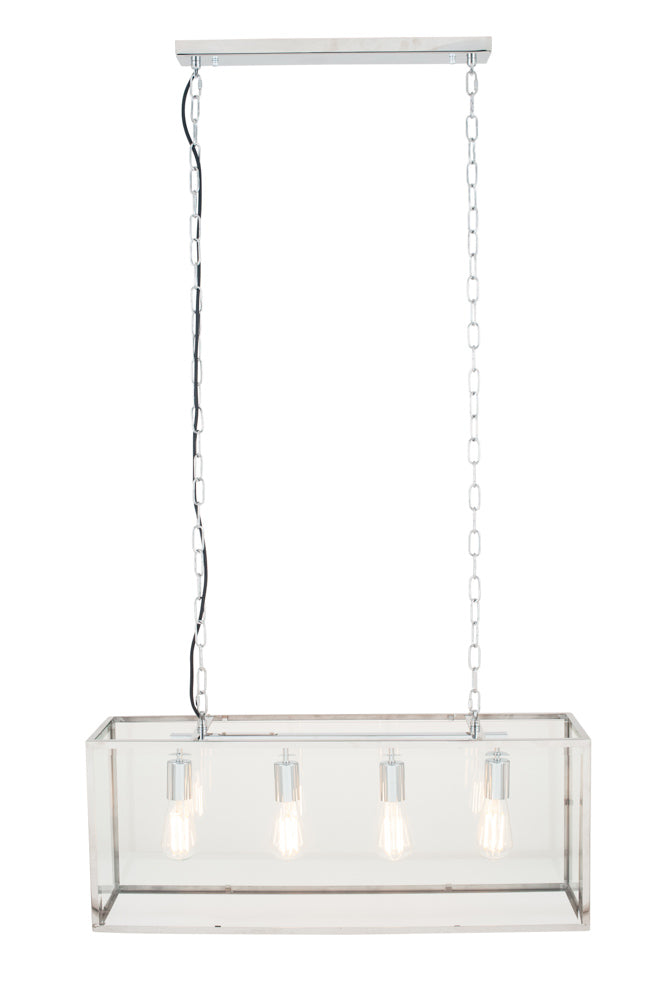 Pacific Llewellyn Silver Metal and Glass Four Bulb Pendant 35-309