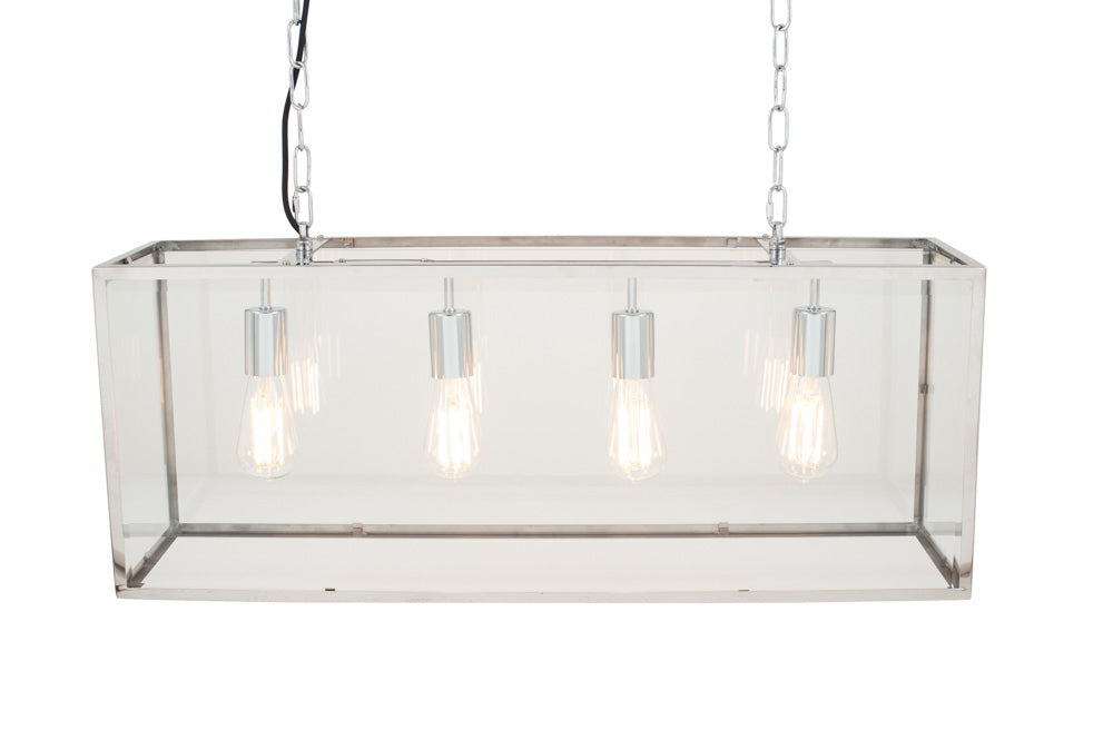 Pacific Llewellyn Silver Metal and Glass Four Bulb Pendant 35-309