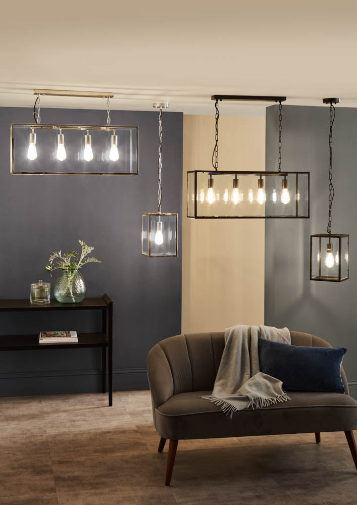 Pacific Llewellyn Silver Metal and Glass Four Bulb Pendant 35-309