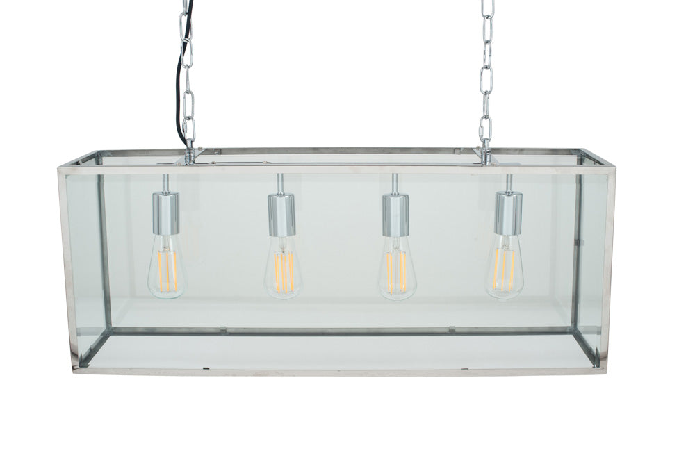Pacific Llewellyn Silver Metal and Glass Four Bulb Pendant 35-309
