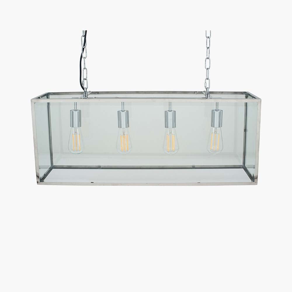 Pacific Llewellyn Silver Metal and Glass Four Bulb Pendant 35-309