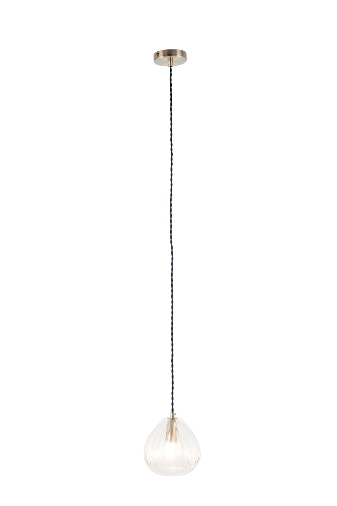 Pacific Ella Clear Ribbed Glass Teardrop Pendant 35-310