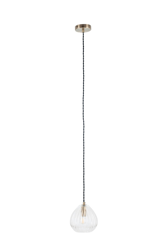 Pacific Ella Clear Ribbed Glass Teardrop Pendant 35-310