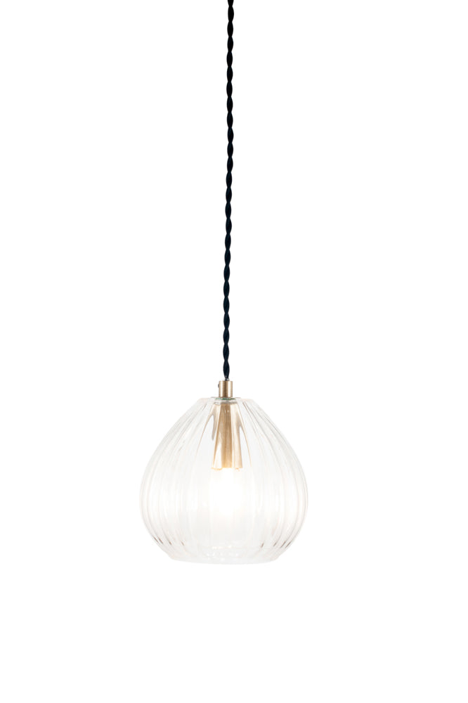 Pacific Ella Clear Ribbed Glass Teardrop Pendant 35-310