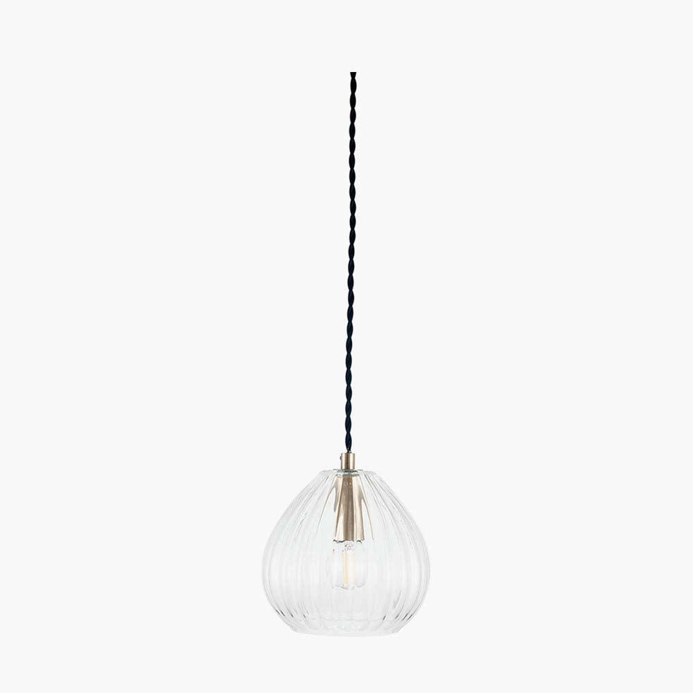 Pacific Ella Clear Ribbed Glass Teardrop Pendant 35-310