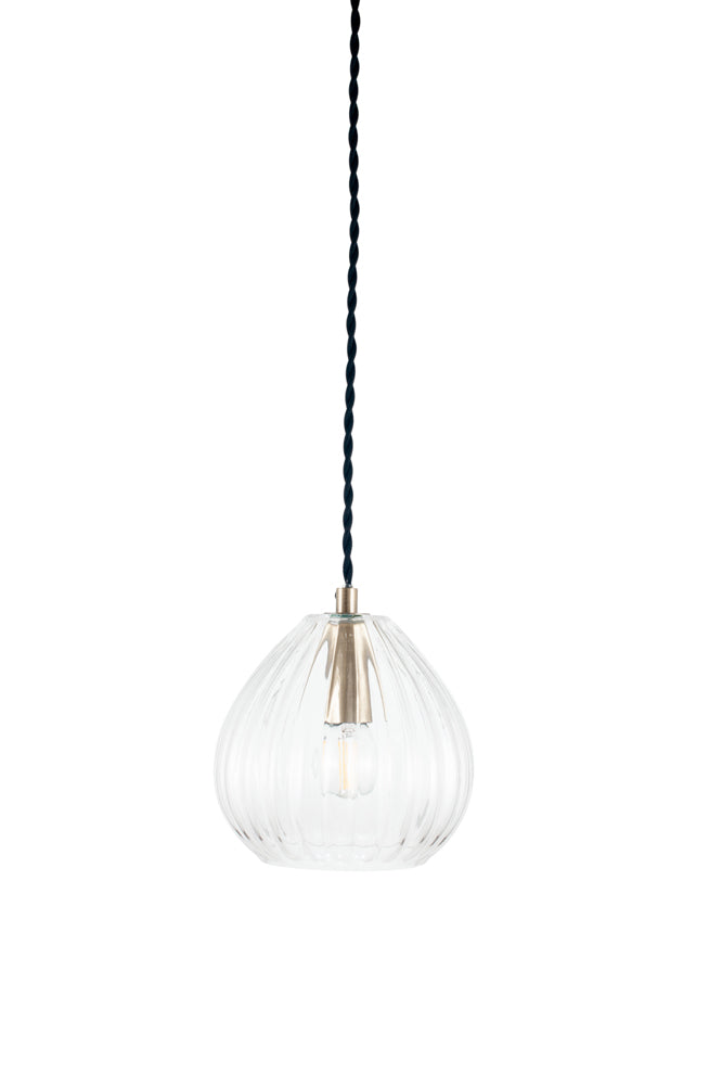 Pacific Ella Clear Ribbed Glass Teardrop Pendant 35-310