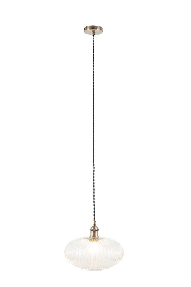 Pacific Abigail Clear Ribbed Glass Oval Pendant 35-311