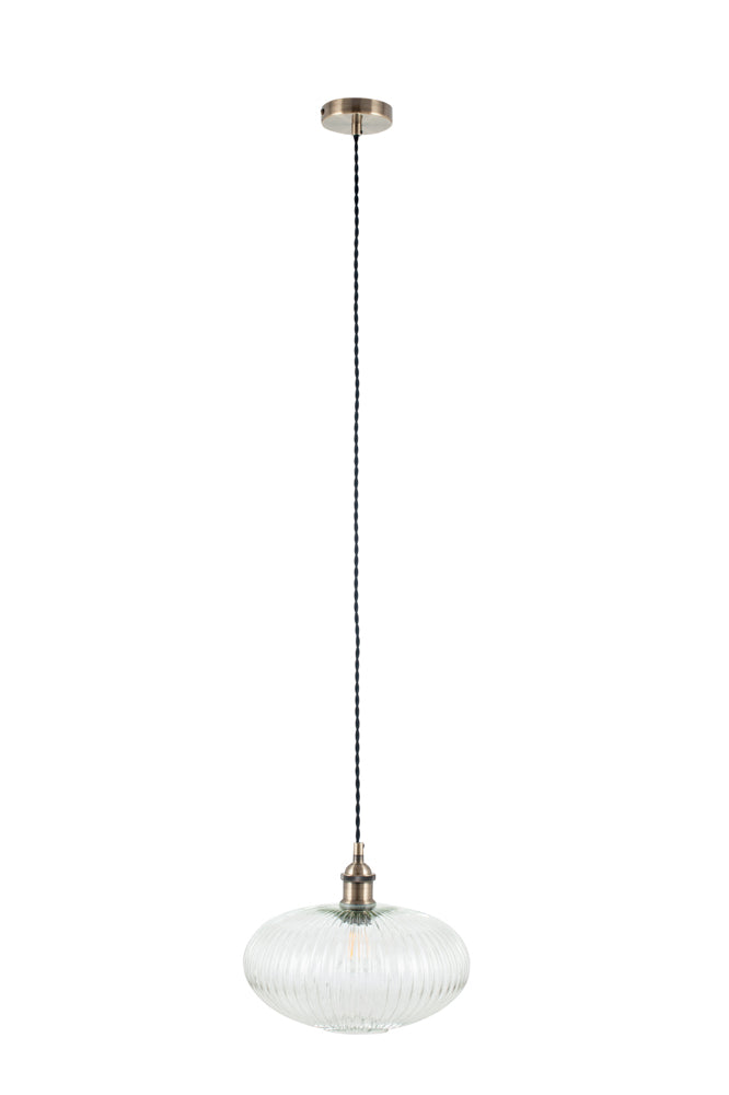 Pacific Abigail Clear Ribbed Glass Oval Pendant 35-311