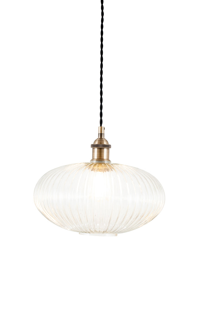 Pacific Abigail Clear Ribbed Glass Oval Pendant 35-311