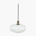 Pacific Abigail Clear Ribbed Glass Oval Pendant 35-311