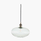 Pacific Abigail Clear Ribbed Glass Oval Pendant 35-311