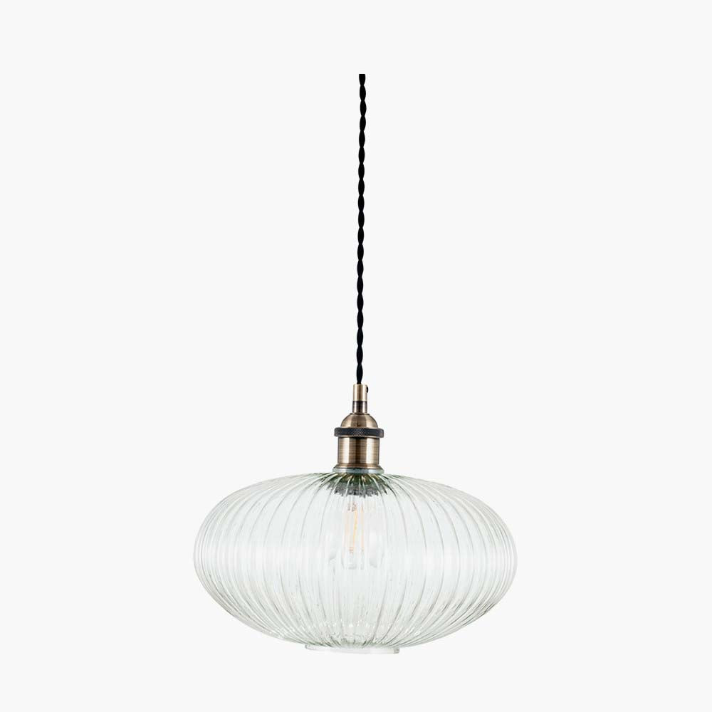 Pacific Abigail Clear Ribbed Glass Oval Pendant 35-311