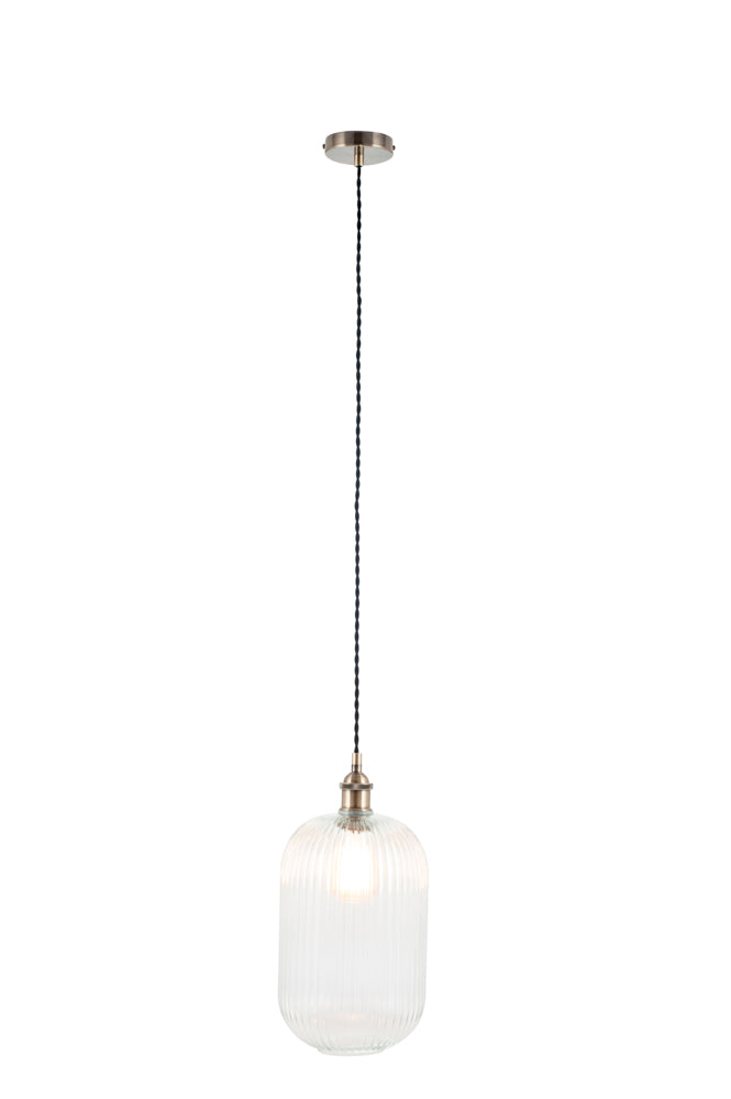 Pacific Abigail Clear Ribbed Glass Tall Pendant 35-312