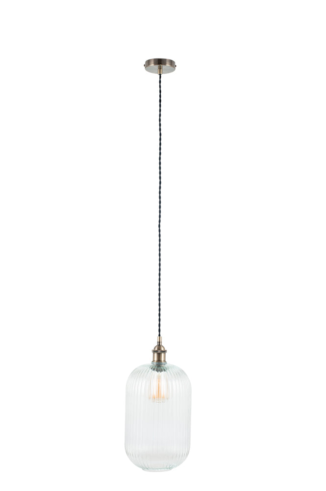 Pacific Abigail Clear Ribbed Glass Tall Pendant 35-312