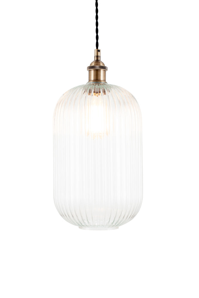Pacific Abigail Clear Ribbed Glass Tall Pendant 35-312