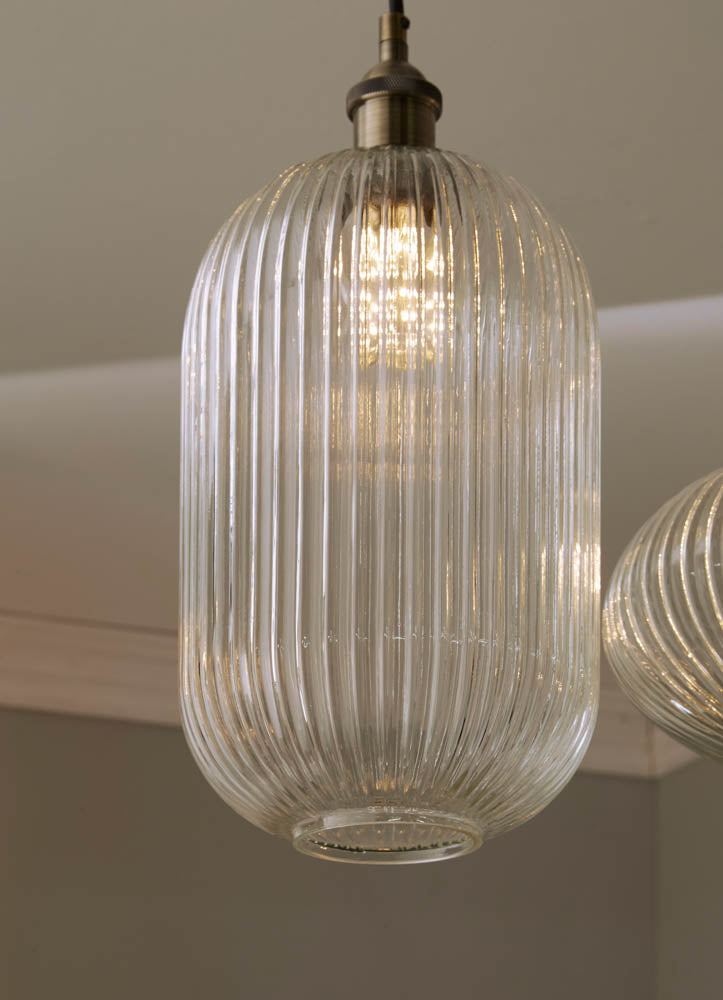 Pacific Abigail Clear Ribbed Glass Tall Pendant 35-312