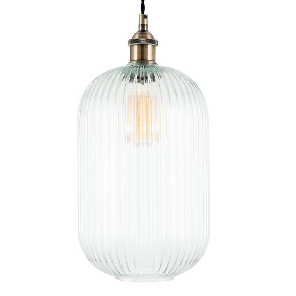 Pacific Abigail Clear Ribbed Glass Tall Pendant 35-312