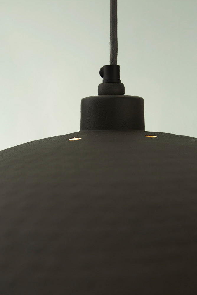 Pacific Anders Matt Black and Gold Leaf Metal Dome Pendant 35-314