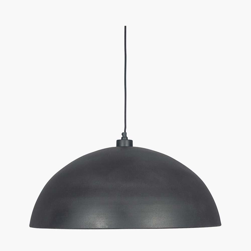 Pacific Anders Matt Black and Gold Leaf Metal Dome Pendant 35-314