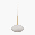 Pacific Emilia White Glass and Gold Metal Ribbed Oval Pendant 35-324