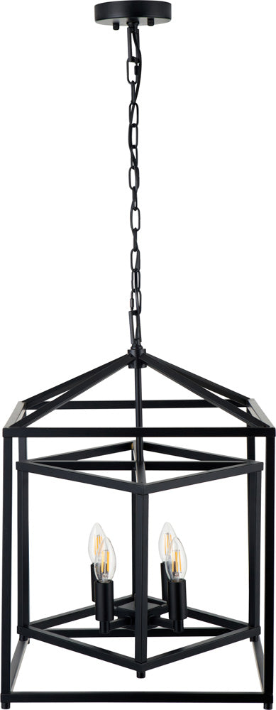 Pacific Anis Black Metal 4 Light Cube Pendant 35-398
