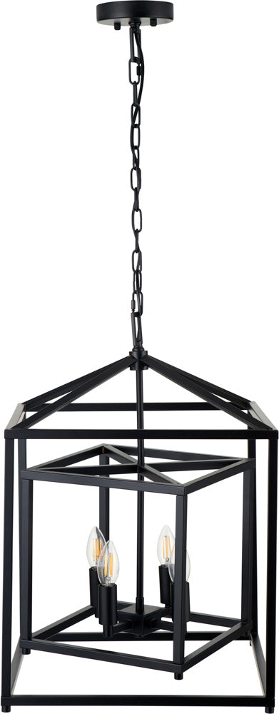 Pacific Anis Black Metal 4 Light Cube Pendant 35-398