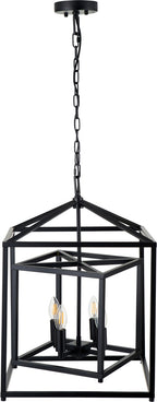 Pacific Anis Black Metal 4 Light Cube Pendant 35-398