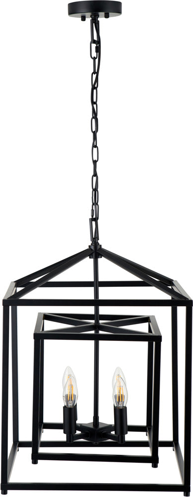 Pacific Anis Black Metal 4 Light Cube Pendant 35-398