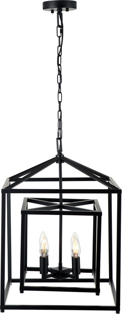 Pacific Anis Black Metal 4 Light Cube Pendant 35-398