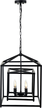 Pacific Anis Black Metal 4 Light Cube Pendant 35-398