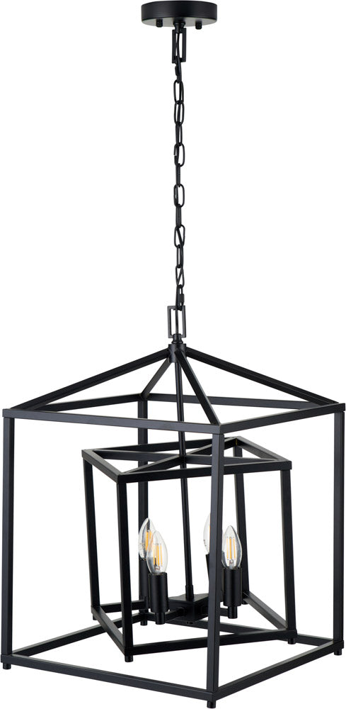 Pacific Anis Black Metal 4 Light Cube Pendant 35-398