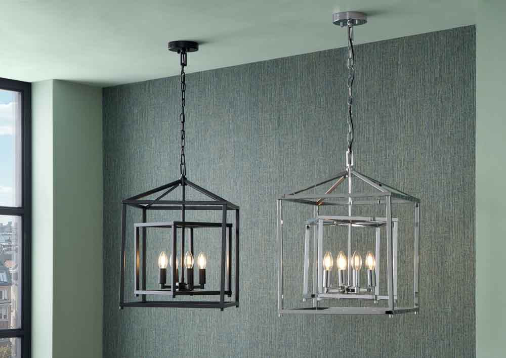 Pacific Anis Black Metal 4 Light Cube Pendant 35-398