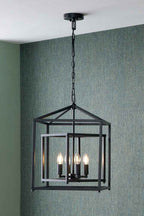 Pacific Anis Black Metal 4 Light Cube Pendant 35-398