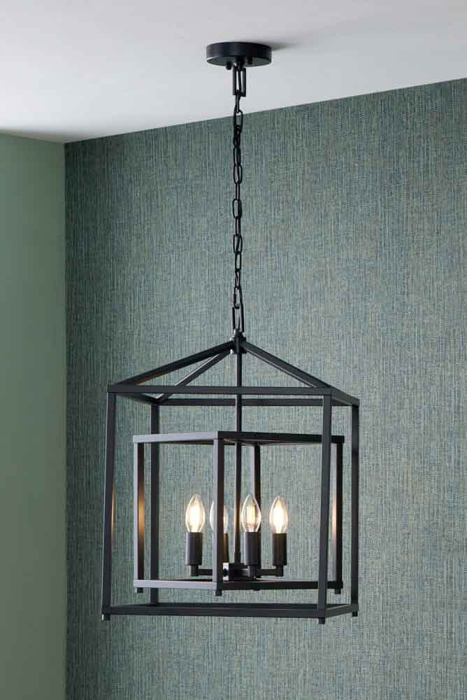 Pacific Anis Black Metal 4 Light Cube Pendant 35-398