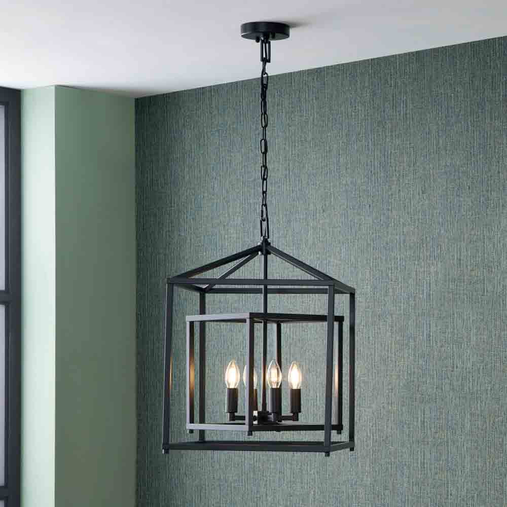 Pacific Anis Black Metal 4 Light Cube Pendant 35-398