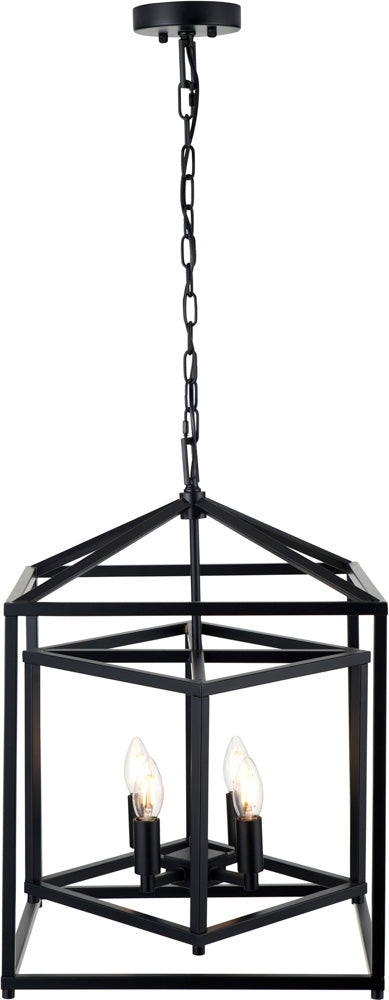 Pacific Anis Black Metal 4 Light Cube Pendant 35-398