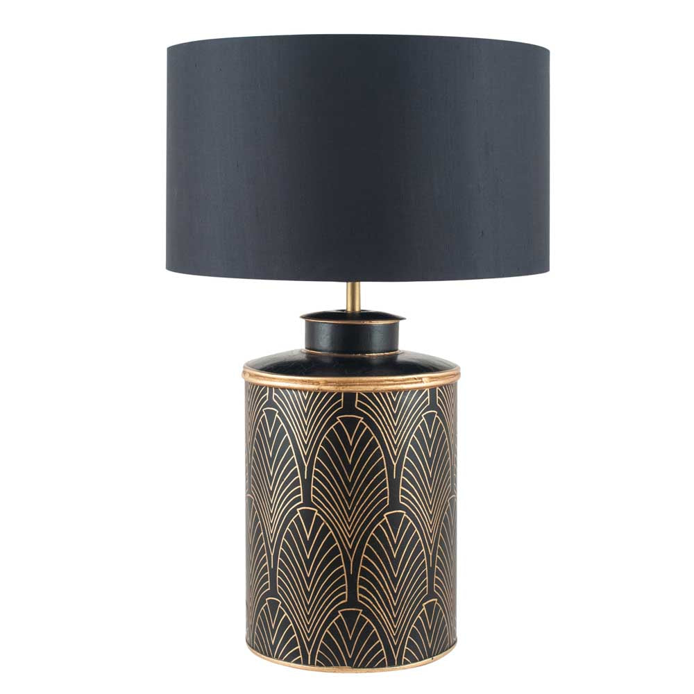 Pacific Deco Black Geo Art Deco Hand Painted Table Lamp 30-655-BO