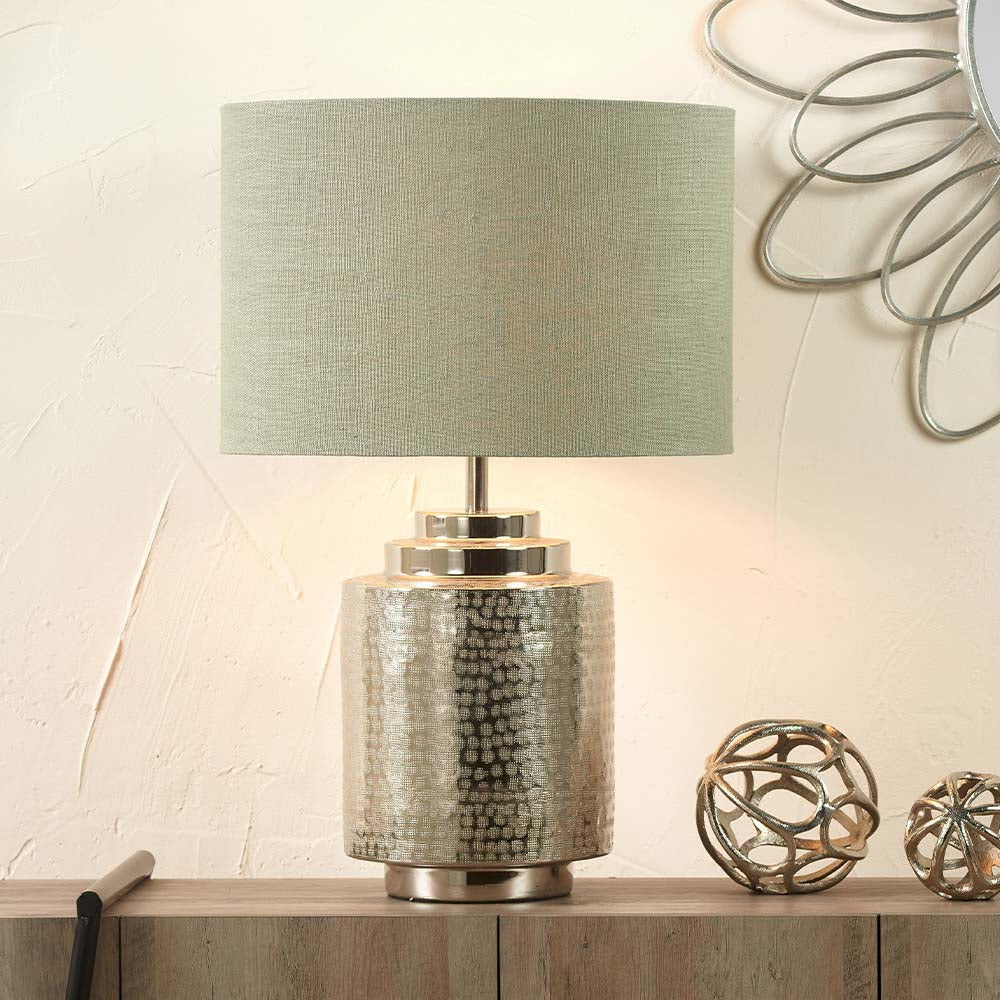 Pacific Edward 50cm Pistachio Green Linen Cylinder Shade 36-032-20PG