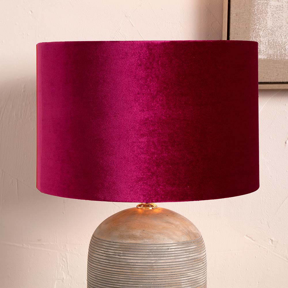 Pacific Bow 40cm Raspberry Velvet Cylinder Shade 36-041-16RA