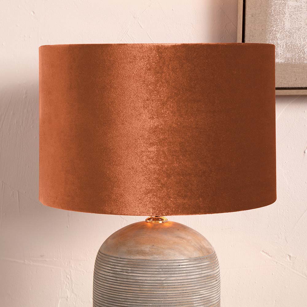 Pacific Bow 25cm Tobacco Velvet Cylinder Shade 36-041-10TO