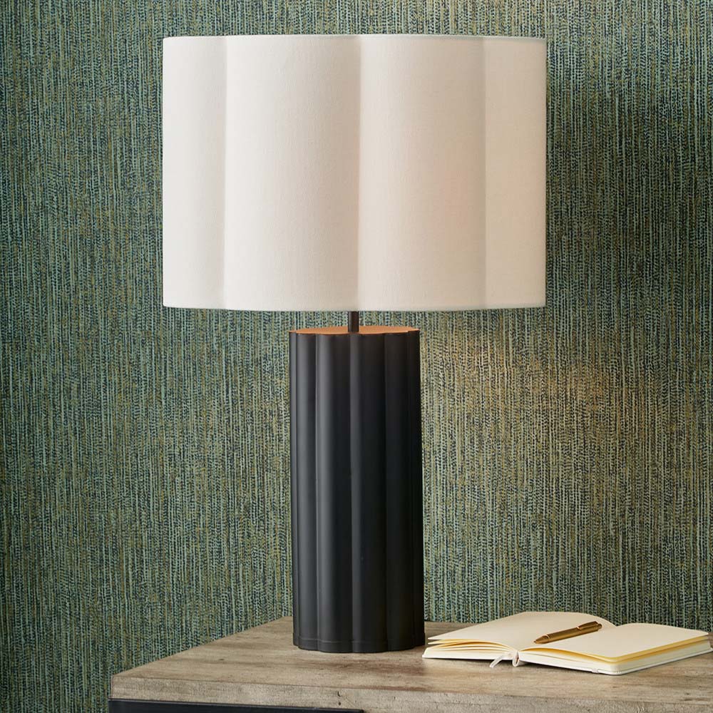 Pacific Bloom 30cm White Handloom Scalloped Cylinder Shade 36-063-12WH