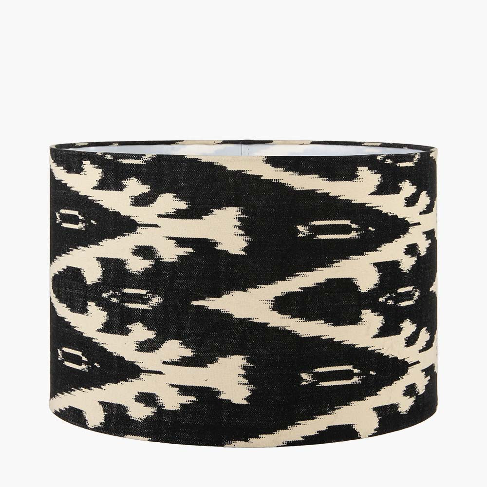 Pacific Lars 30cm Black Ikat Patterned Cylinder Shade 36-066-12BK
