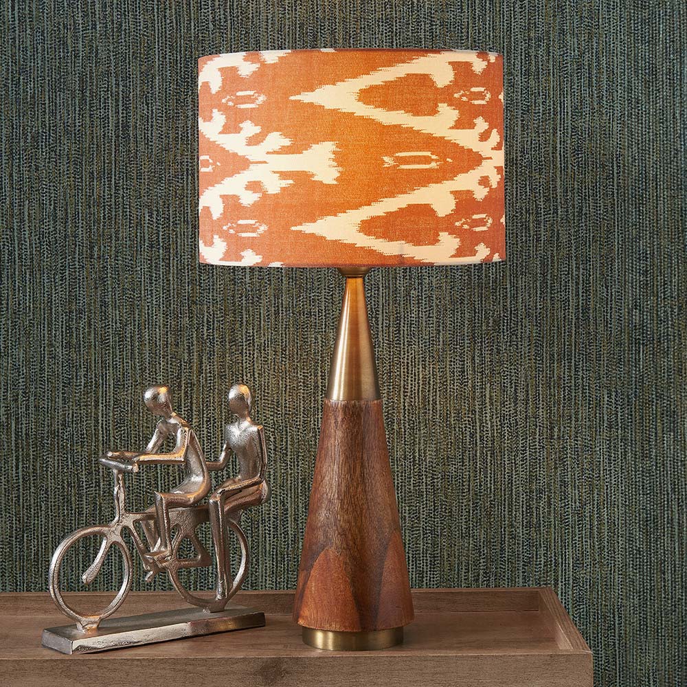 Pacific Lars 30cm Cinnamon Ikat Patterned Cylinder Shade 36-066-12CI