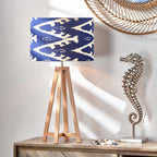 Pacific Lars 30cm Ocean Blue Ikat Patterned Cylinder Shade 36-066-12OB