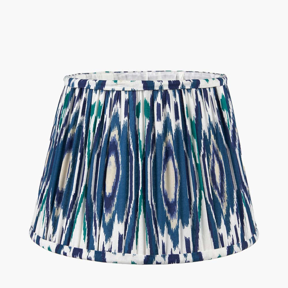 Pacific Izara 30cm Ocean Blue Ikat Patterned Gathered Tapered Shade 36-067-12OB