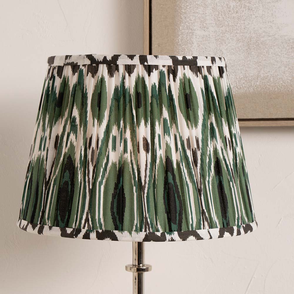 Pacific Izara 30cm Racing Green Ikat Patterned Gathered Tapered Shade 36-067-12RG