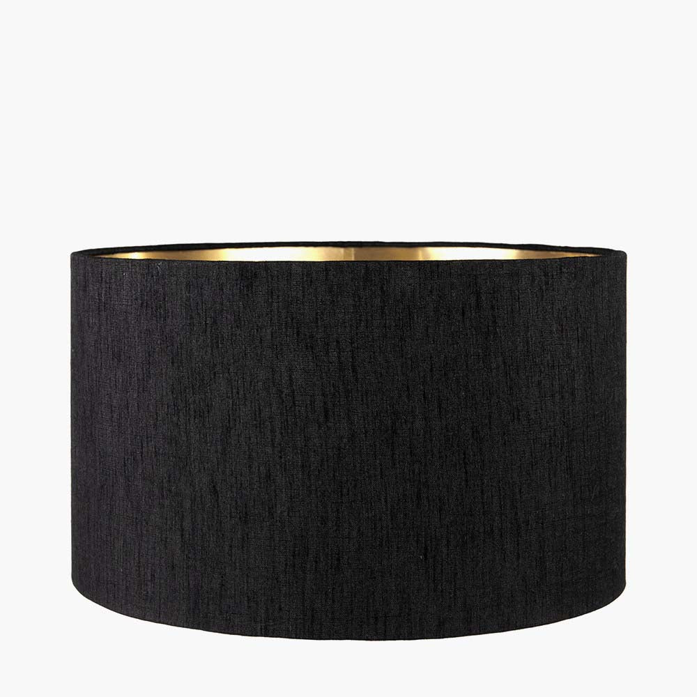 Pacific Stellan 30cm Black Slubbed Faux Silk Gold Lined Cylinder Shade 36-068-12BK