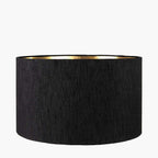Pacific Stellan 40cm Black Slubbed Faux Silk Gold Lined Cylinder Shade 36-068-16BK