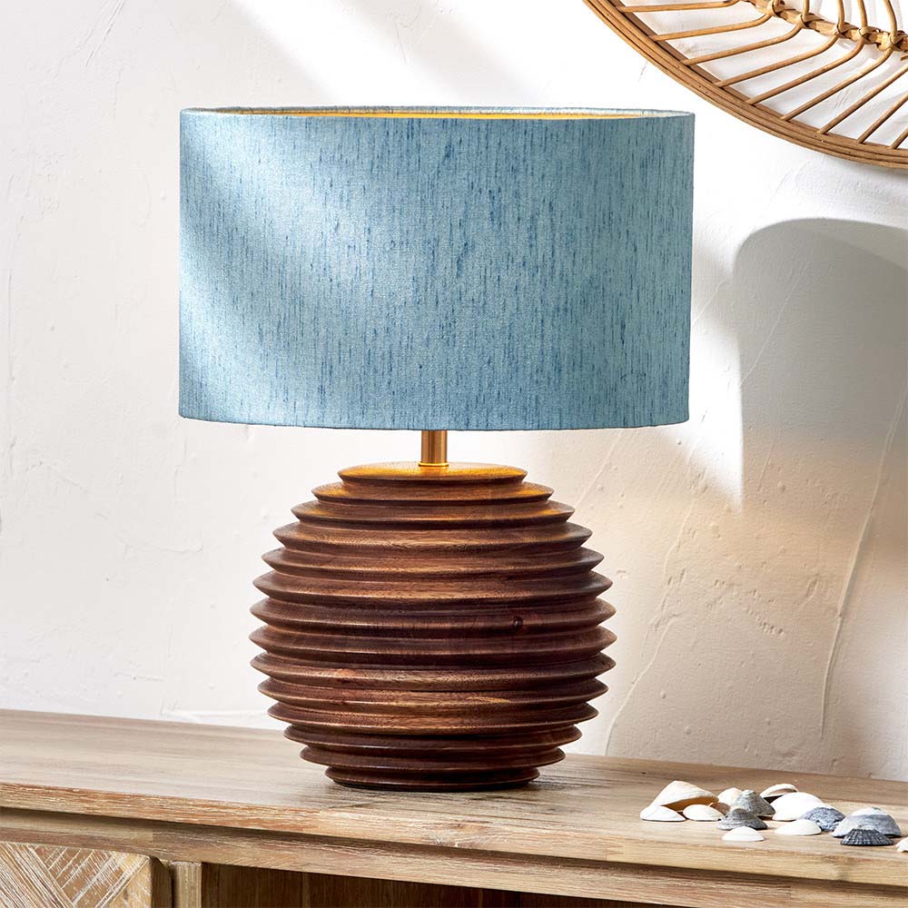 Pacific Stellan 30cm Duck Egg Slubbed Faux Silk Gold Lined Cylinder Shade 36-068-12DE